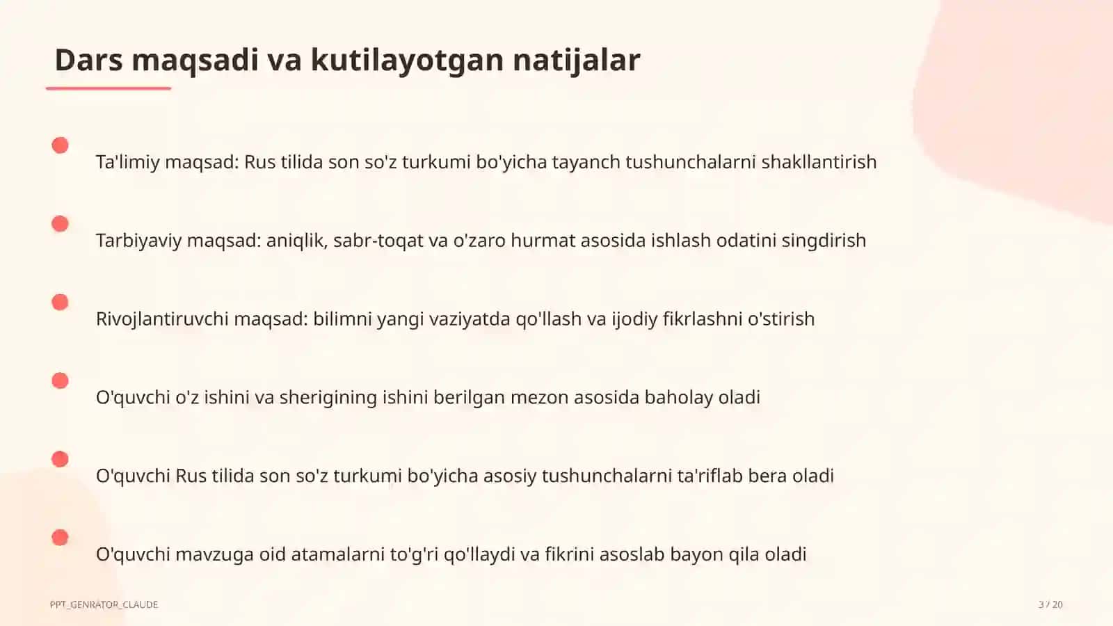 Rus tilida son so'z turkumi (6-sinf) 3