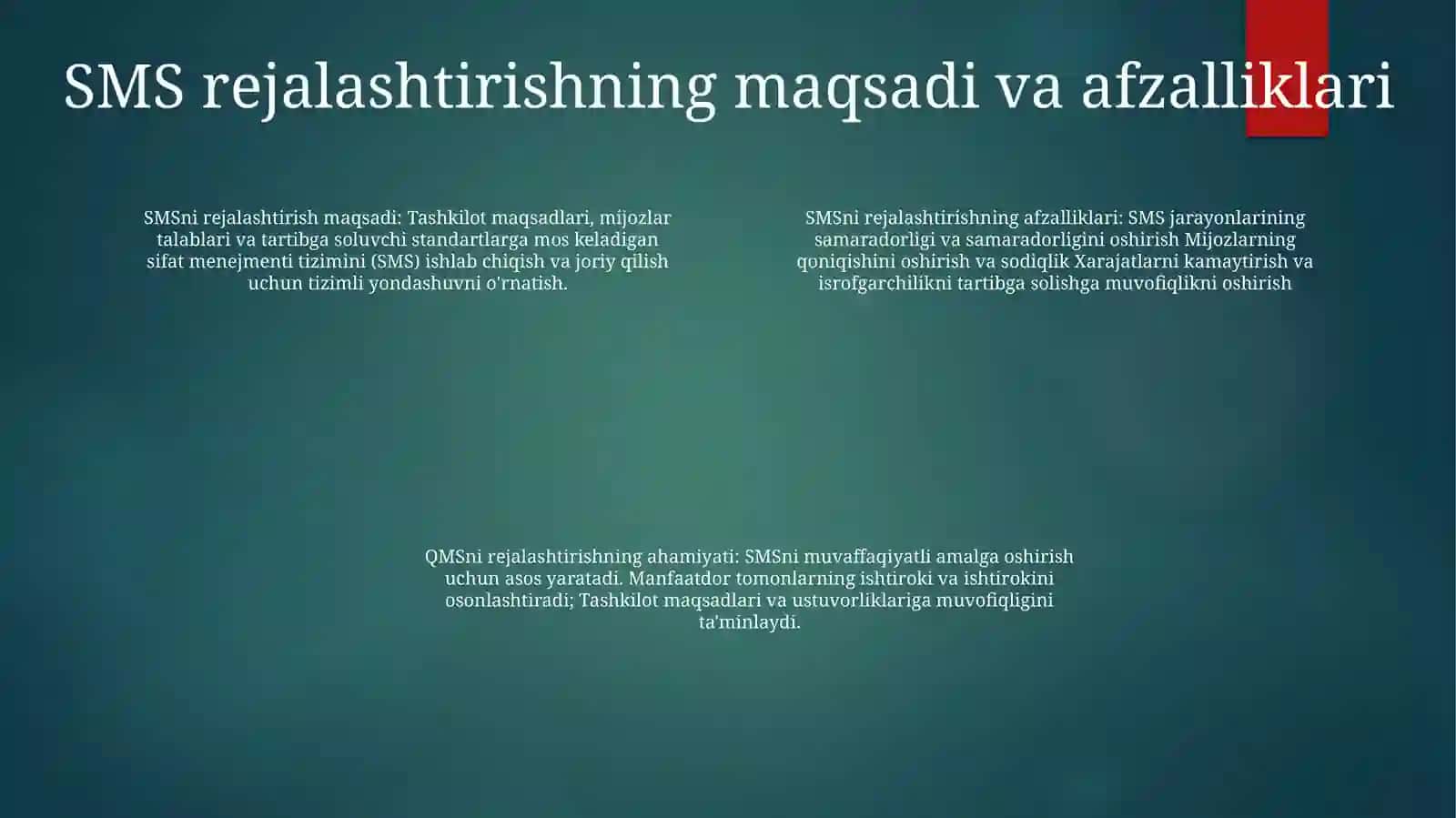 Sifatni Boshqarish Tizimini Rejalashtirish 3