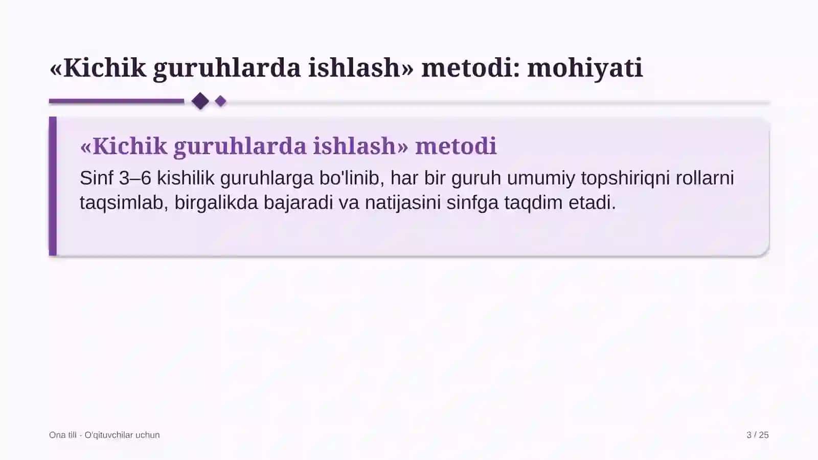 ona tili darslarida kichik guruhlarda ishlash metodidan foydalanish 9661 3