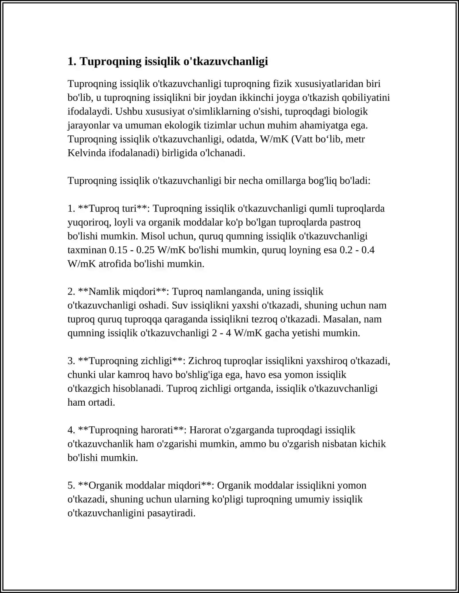 Tuproqning Issiqlik O'tkazuvchanligi 3