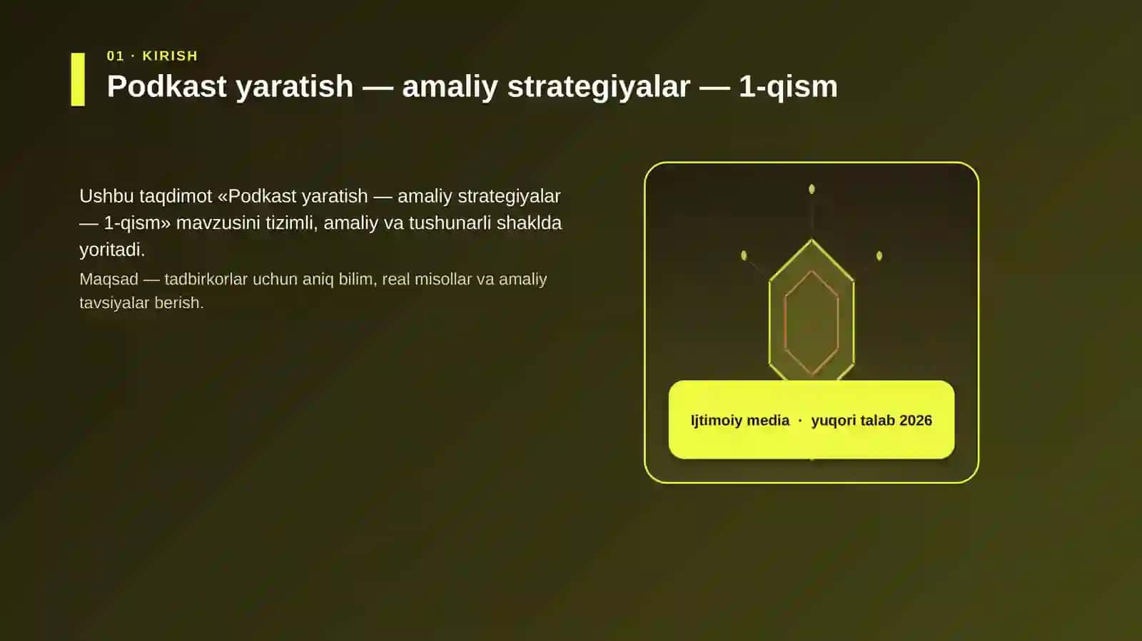 Podkast yaratish — amaliy strategiyalar — 1-qism 3