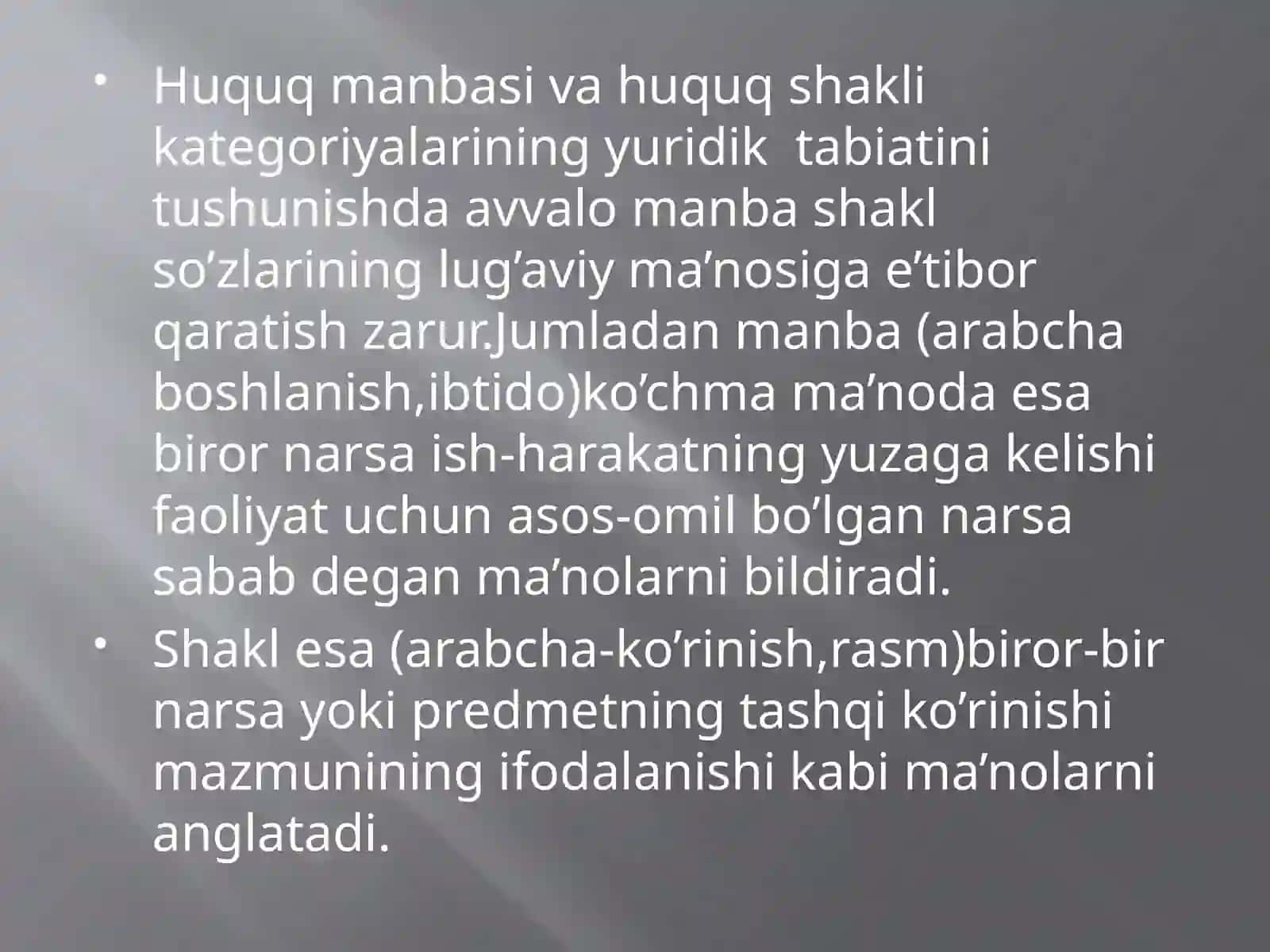 O’zbekiston Respublikasidahuquqningasosiymanbalari 3