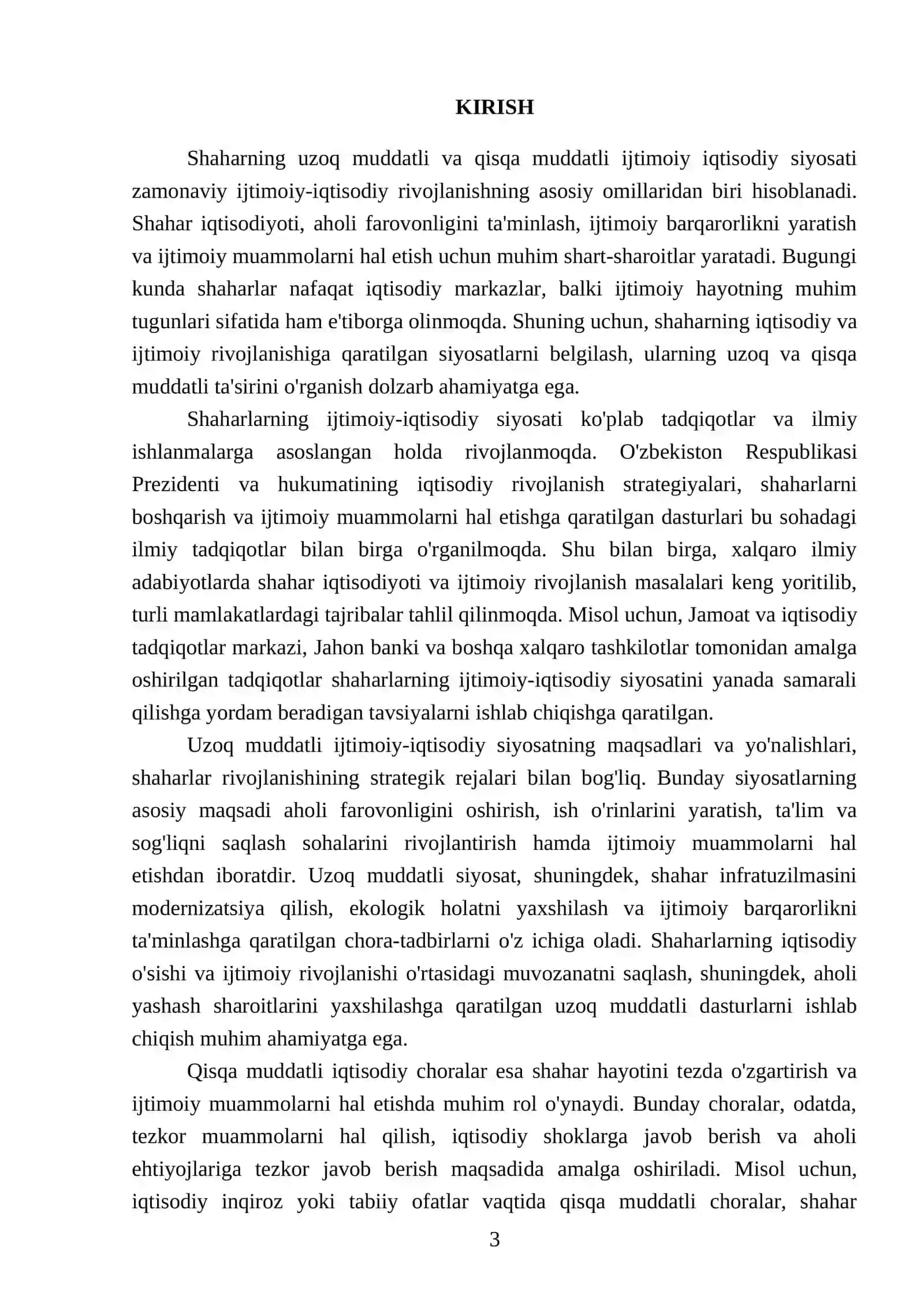 Shaharning uzoq muddatli va qisqa muddatli ijtimoiy iqtisodiy siyosati 3