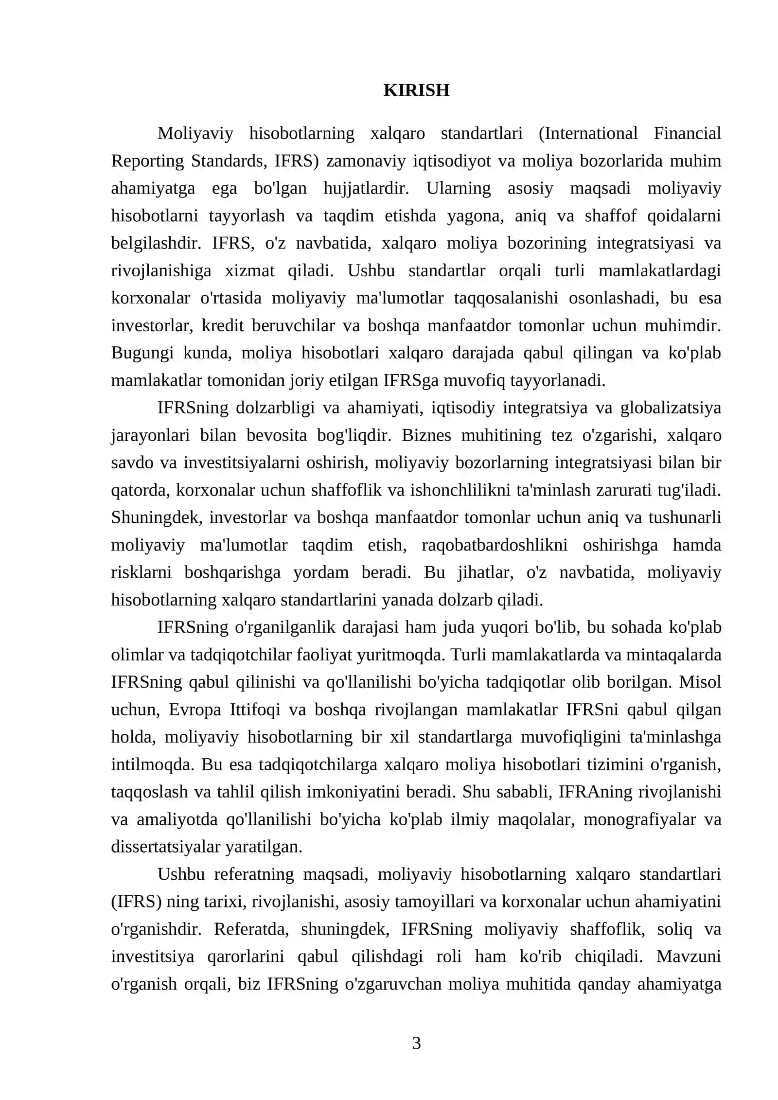 Moliyaviy hisobotlarning xalqaro standartlari (IFRS) va ularning ahamiyati 3