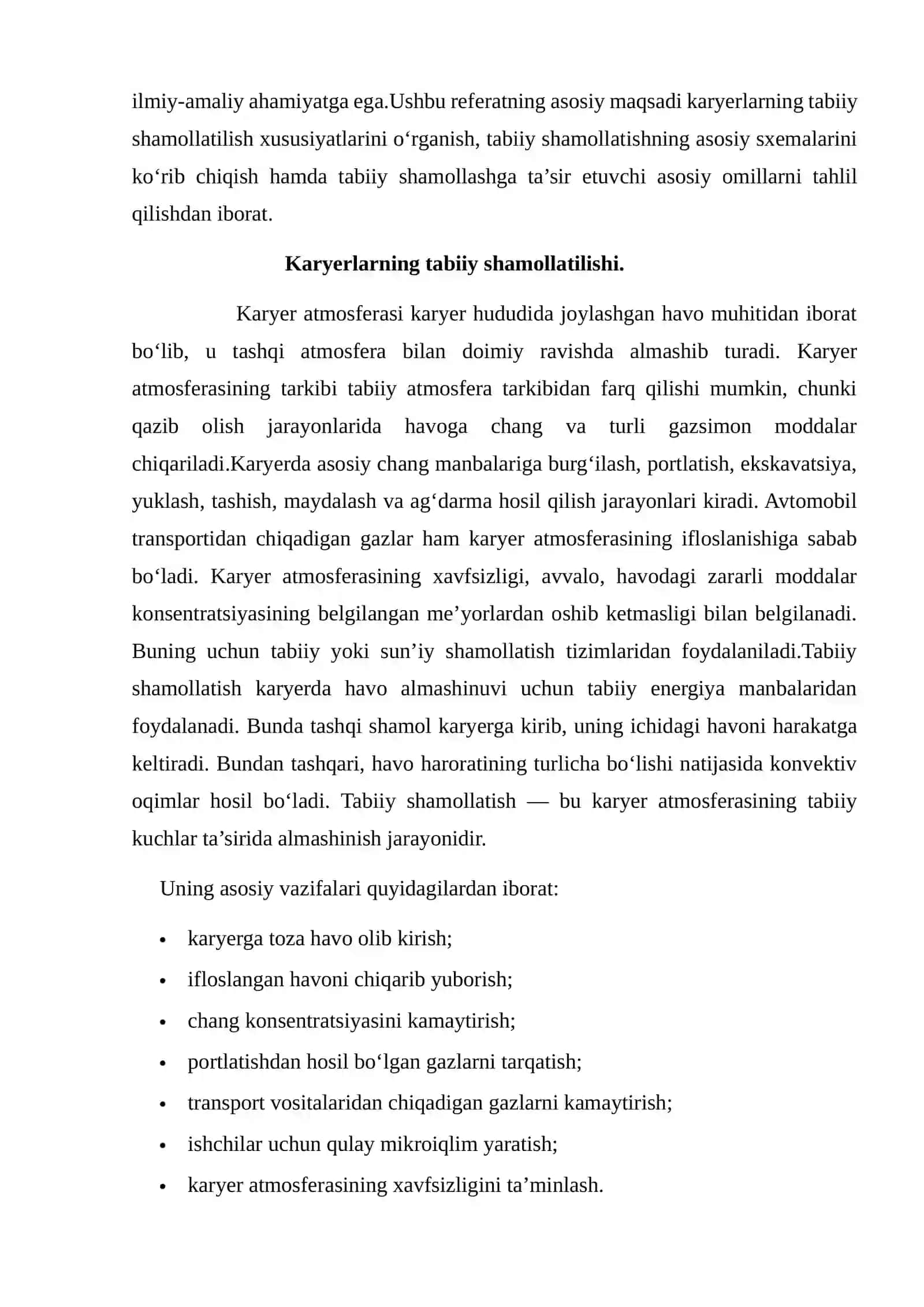 Karyerning tabiy shamollatishning xususiyatlari 3