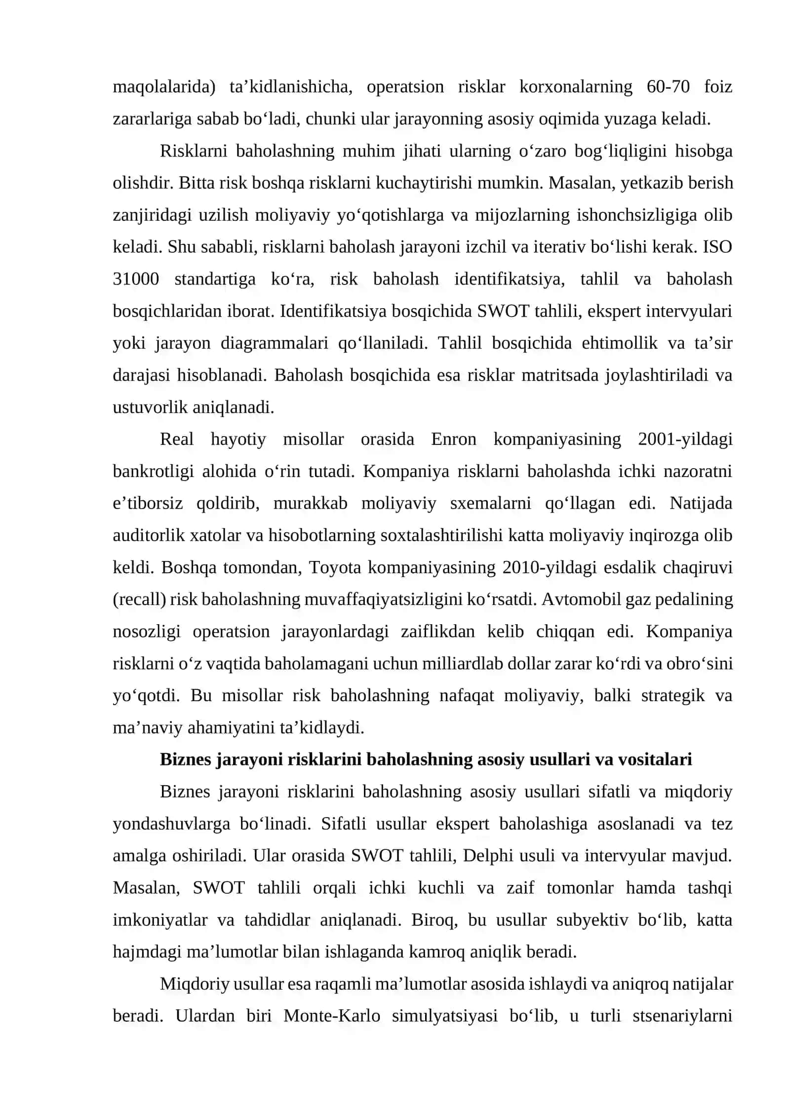 Biznes jarayoni risklarini baholash va biznes jarayoni tadqiqot modellari 3
