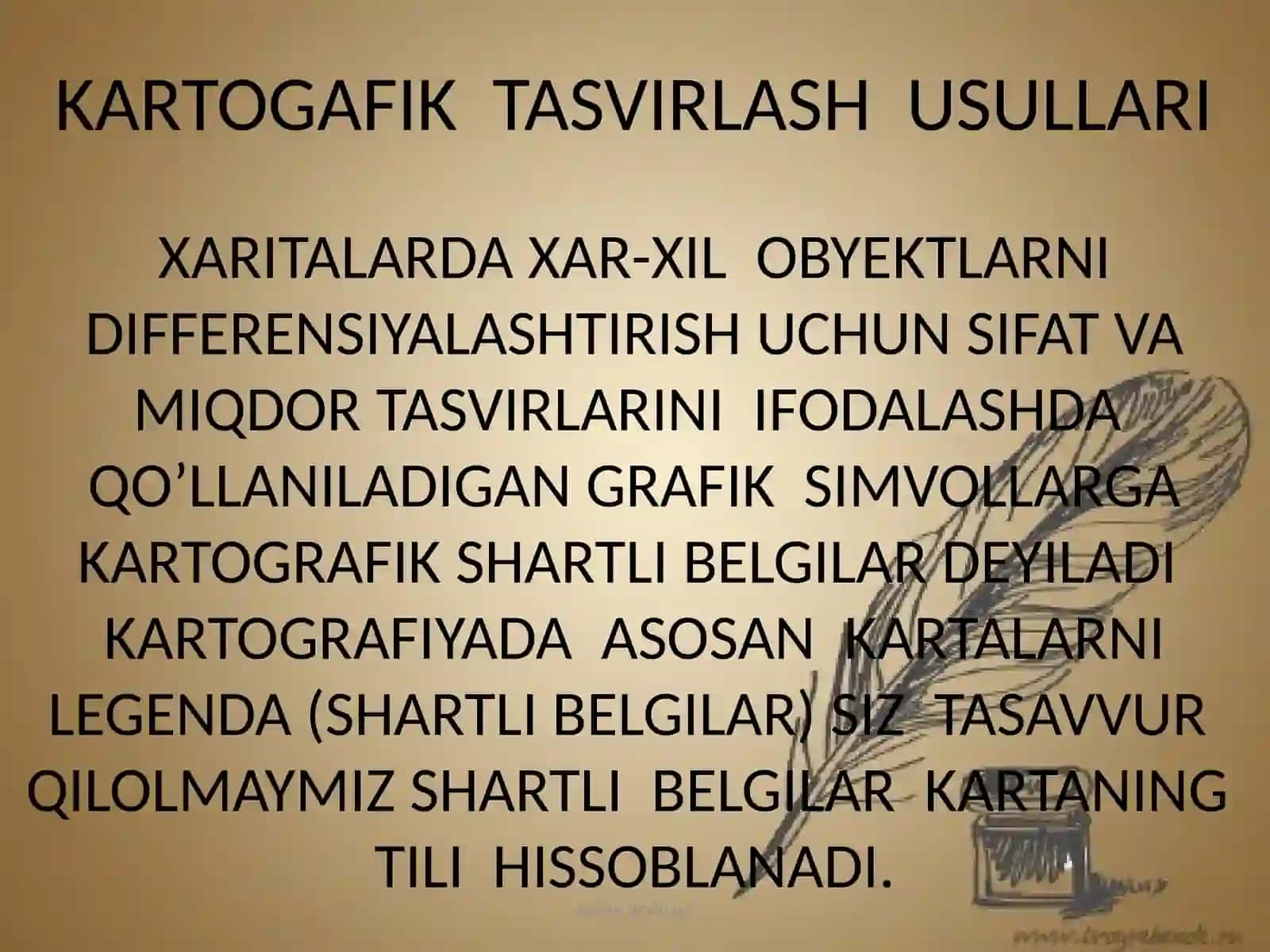 Geografik xaritalarda hodisalarni kartografik tasvirlash usullarini o'rganish 3
