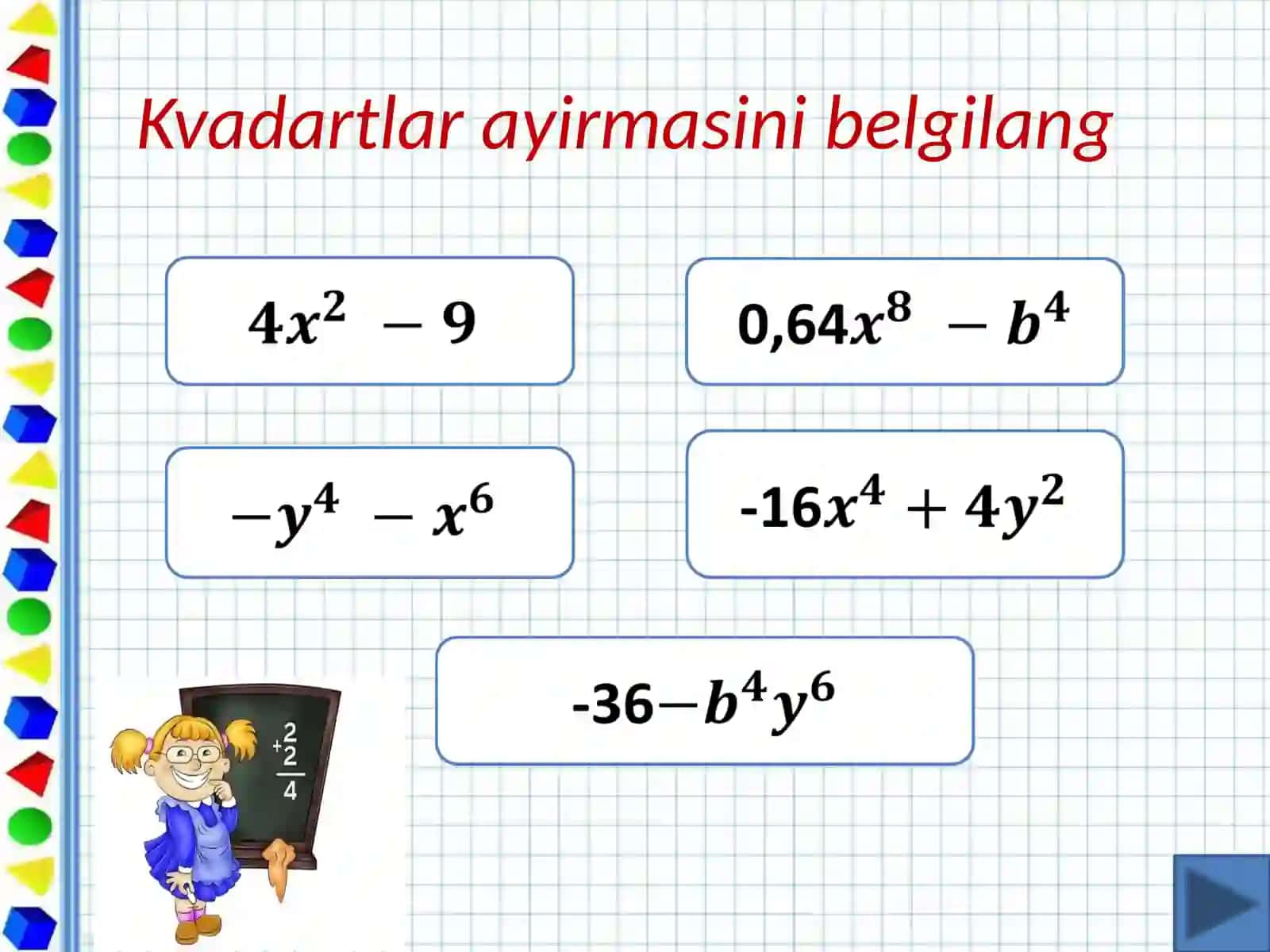 Kvadratlar ayirmasi 3