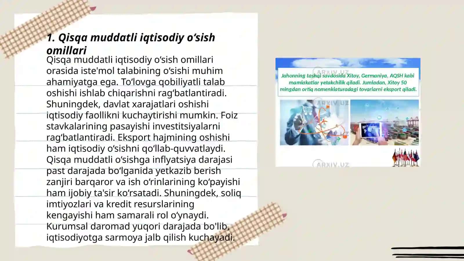 Qisqa muddatli iqtisodiy o‘sish omillari 3