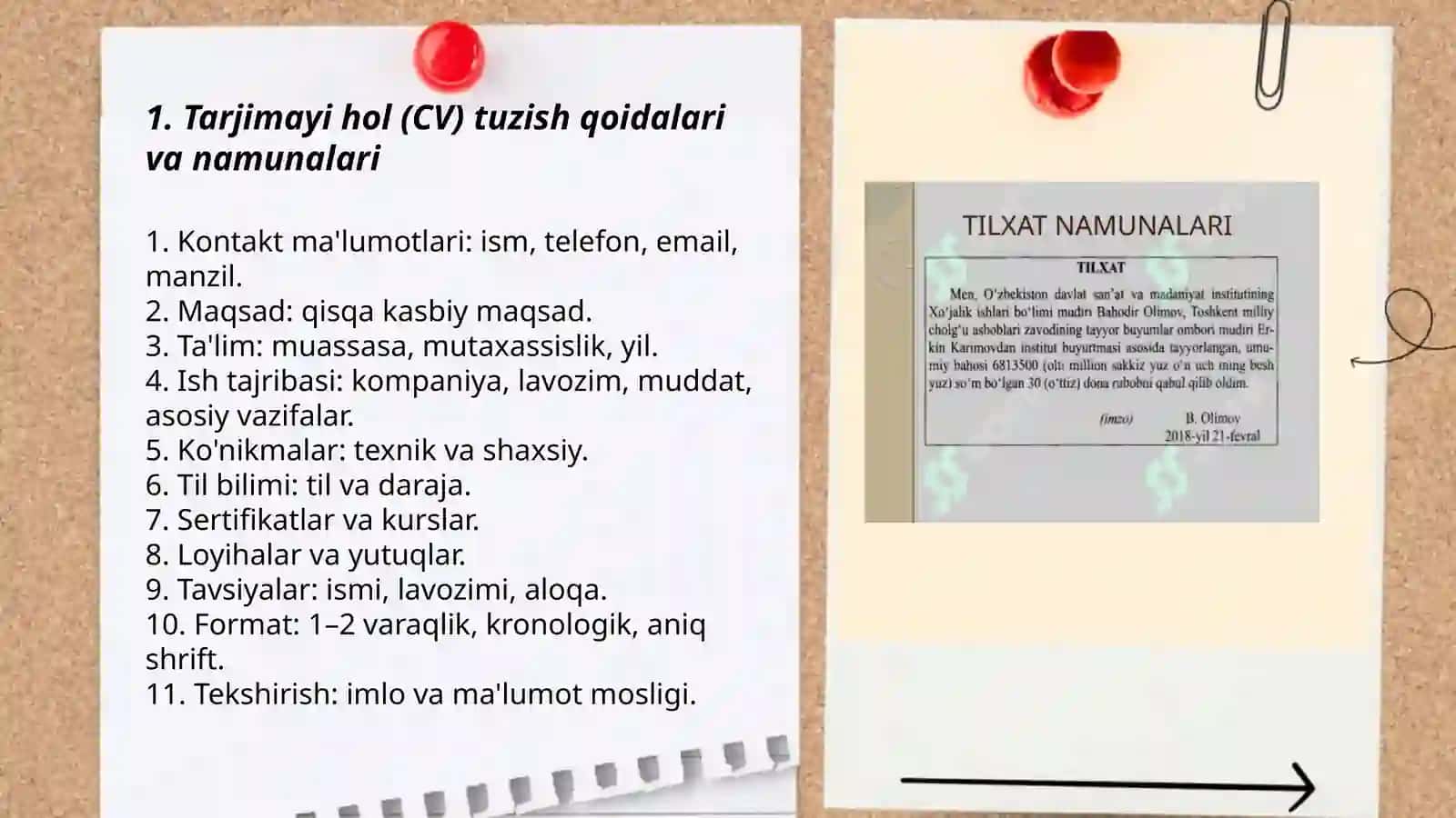 Tarjimayi hol (CV) tuzish qoidalari va namunalari 3