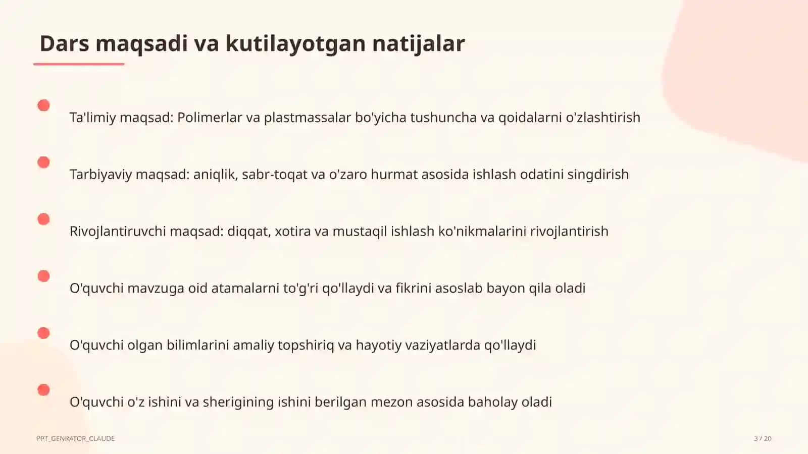 Polimerlar va plastmassalar (11-sinf) 3