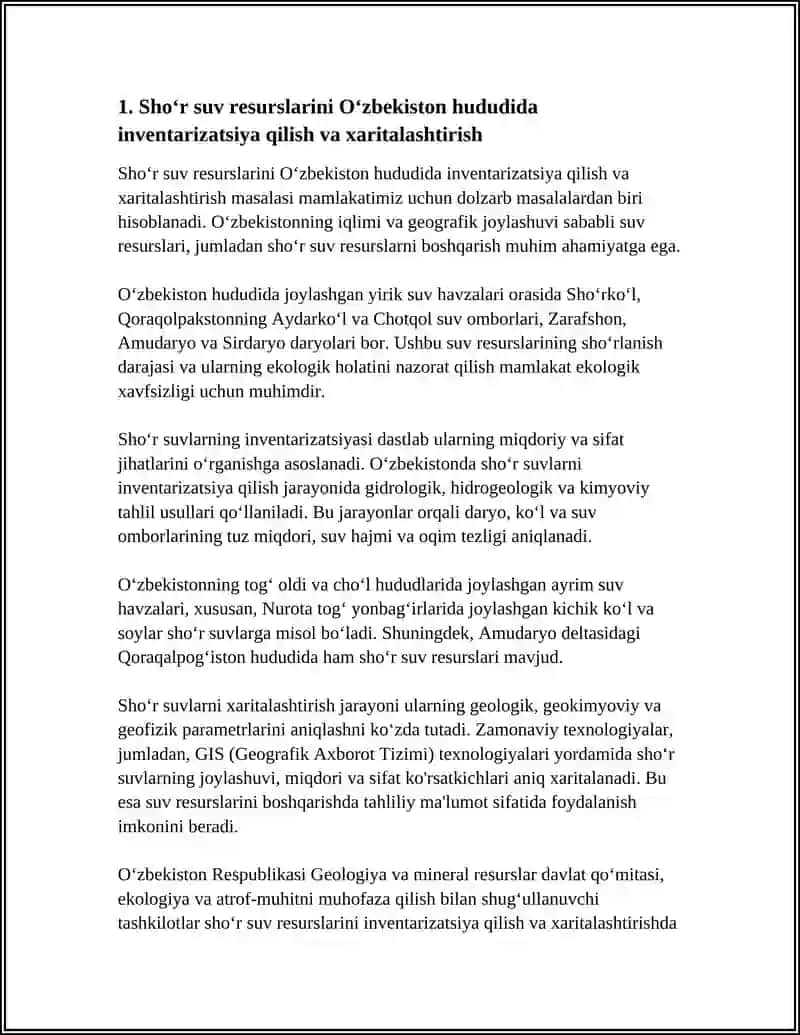 O‘ZBEKISTON HUDUDIDAGI SHO‘R SUVLARNI CHUCHUKLASHTIRISH G‘OYASINI YARATISH 3