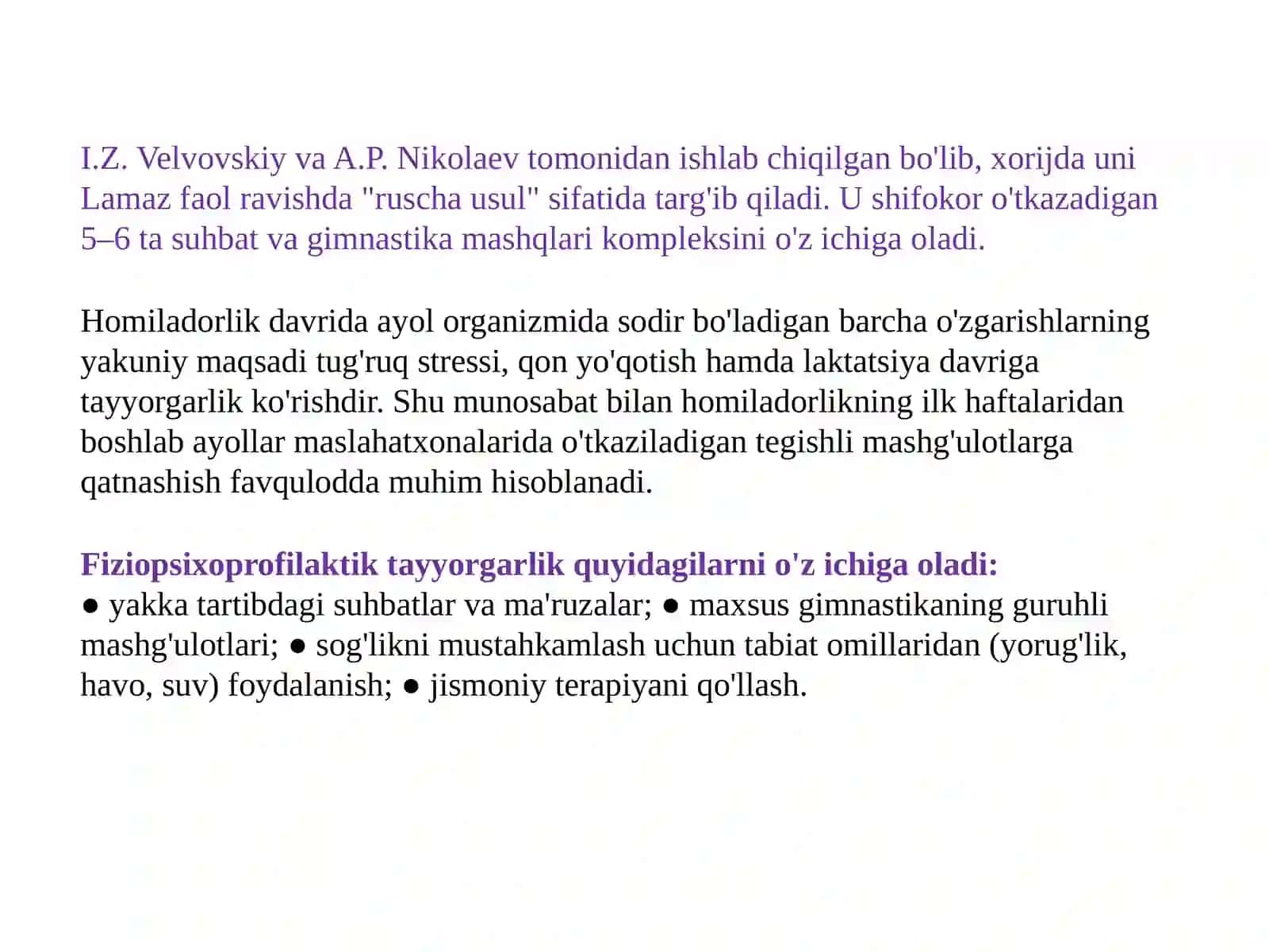 Homilador ayollarni tug'ruqqa tayyorlash usullari 3