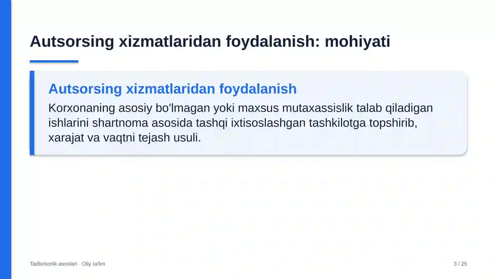 Ko'ngilochar markazlarda autsorsing xizmatlaridan foydalanish 3