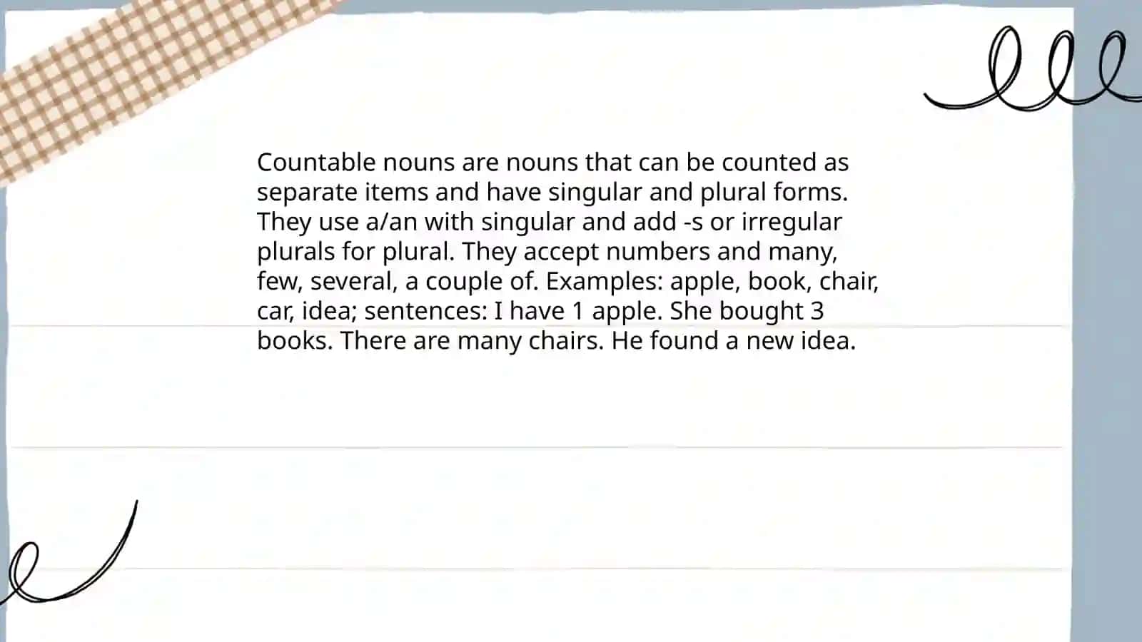 Countable nouns: definition and examples 3