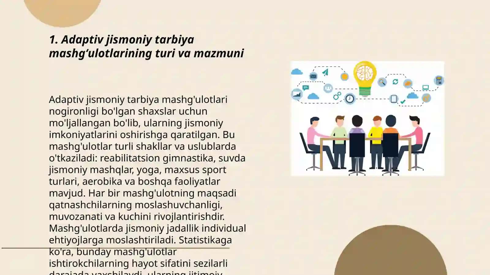 Adaptiv jismoniy tarbiya mashgʻulotlarini tashkil etish shakllari 3