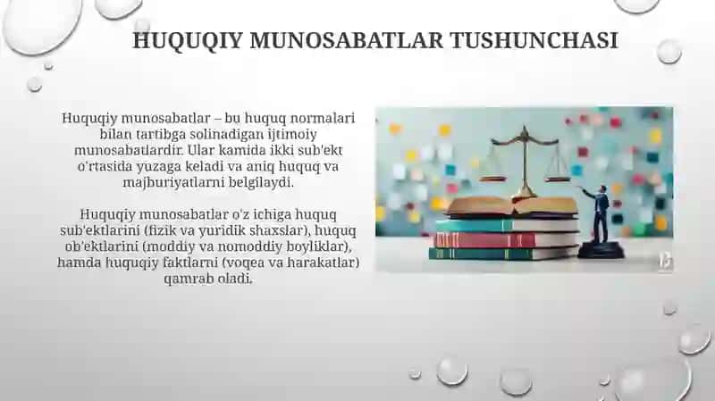 Huquqiy munosabatlar tushunchasi belgilari va tarkibiy qisimlari 3