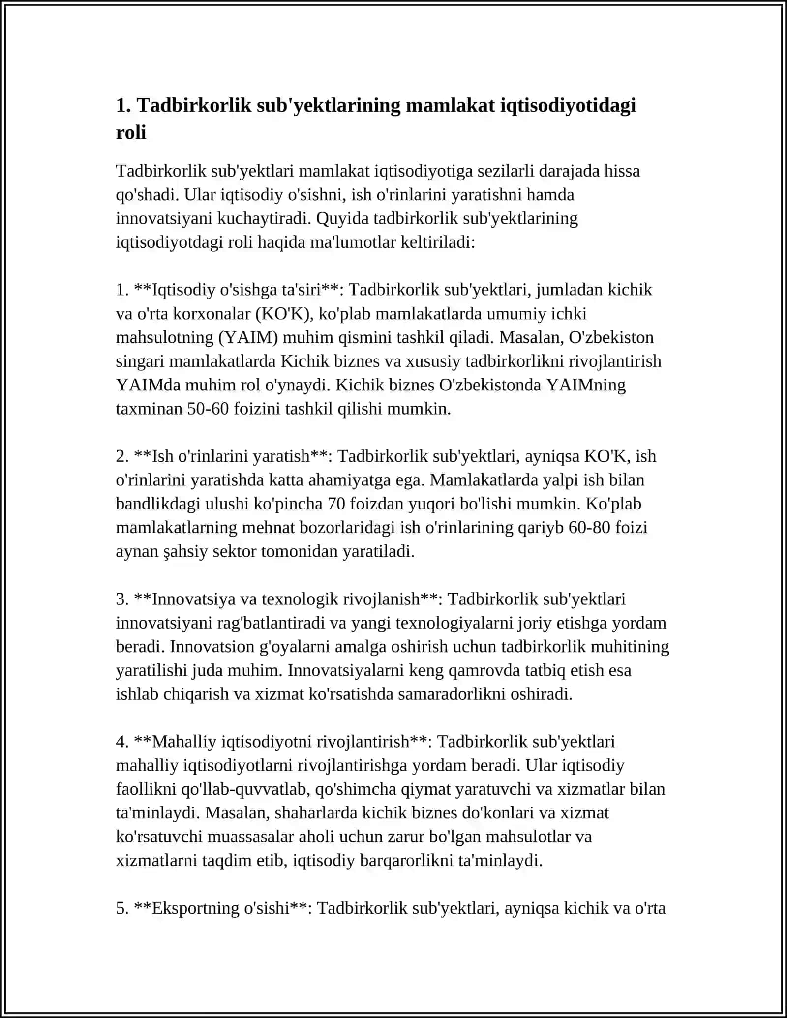 MAMLAKAT IQTISODIYOTINI RIVOJLANTIRISHDA TADBIRKORLIK SUBʼEKTLARINING OʻRNI 3