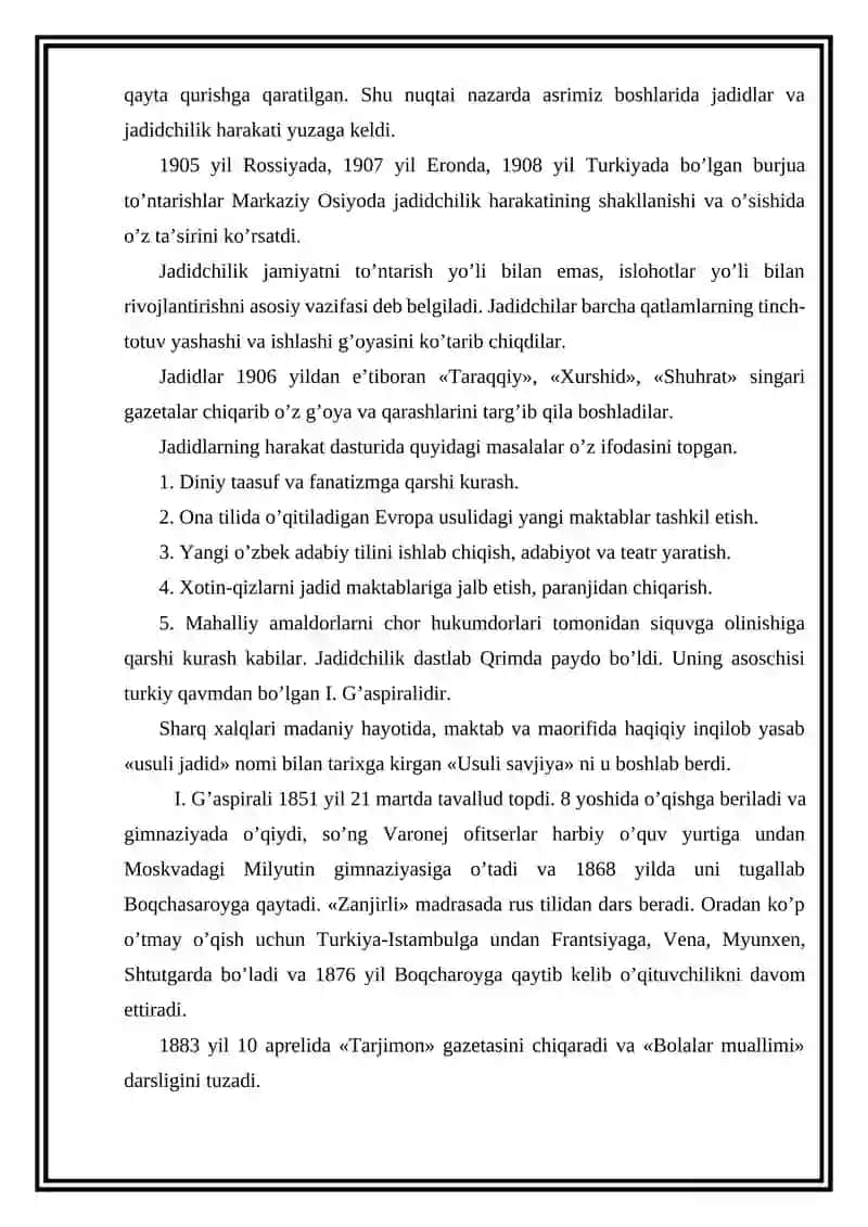 Musulmon maktablarini isloh qilish sohasida harakatlar 3