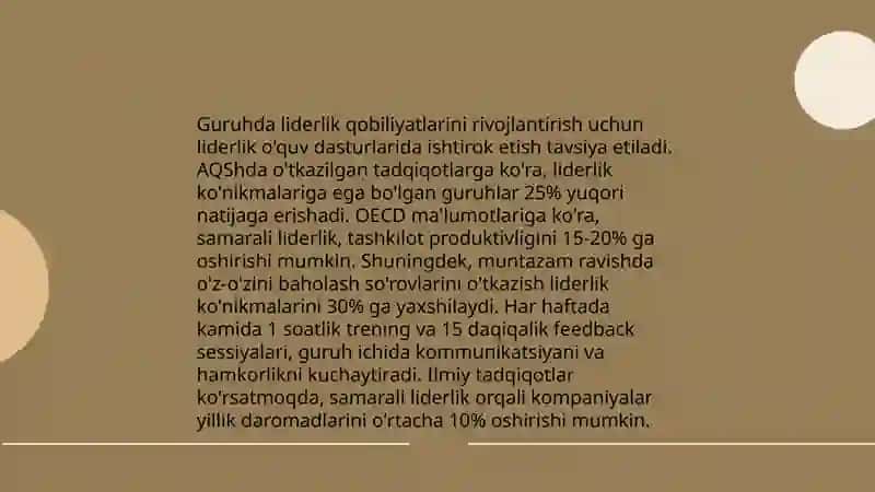 Guruhda liderlik qobiliyatlarini rivojlantirish 3