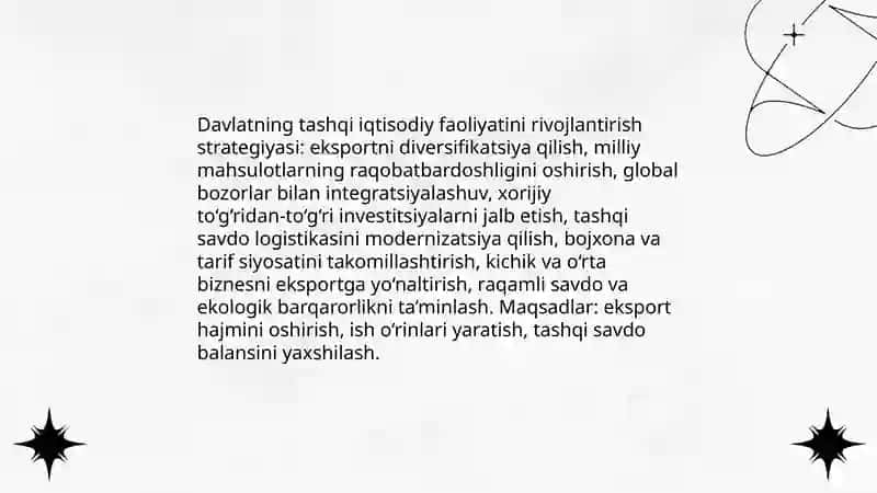 Davlatning tashqi iqtisodiy faoliyatini rivojlantirishning iqtisodiy siyosati 3