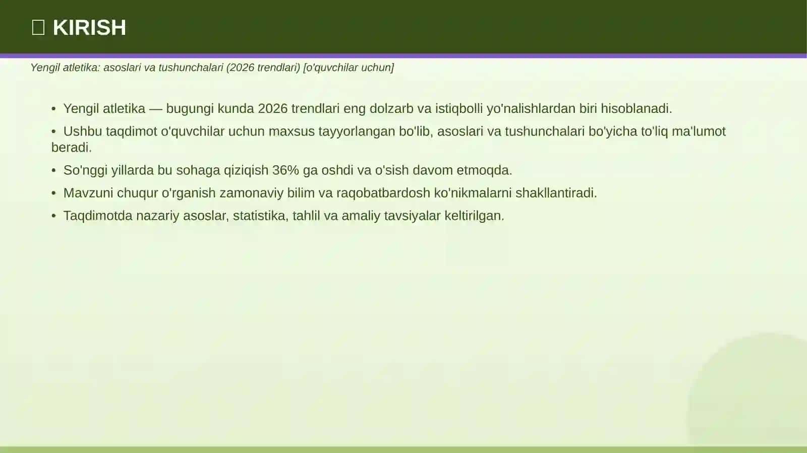 Yengil atletika: asoslari va tushunchalari (2026 trendlari) 3
