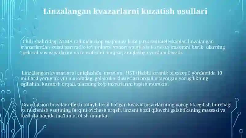 Kvazarlar va ularning linzalanishi 3