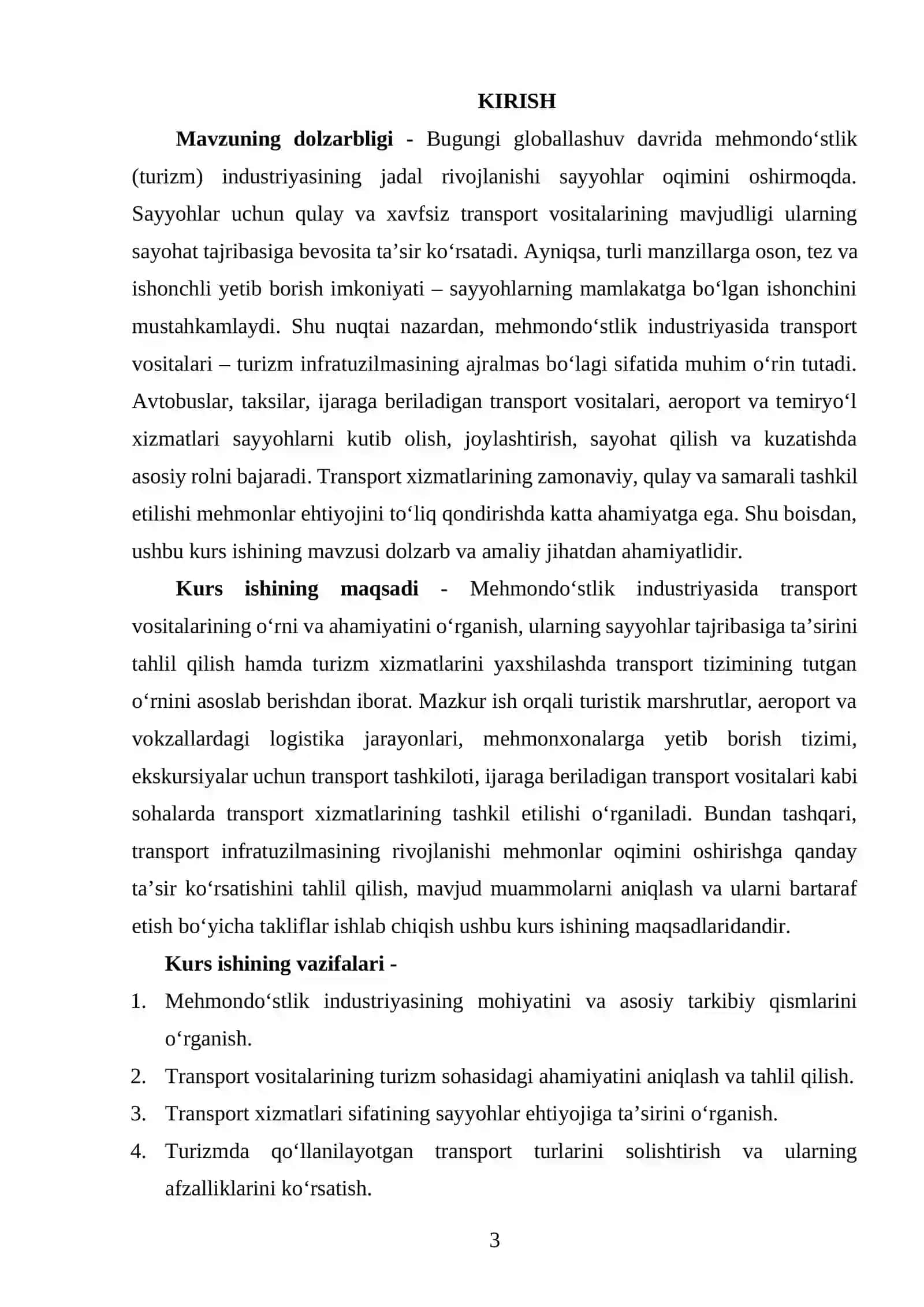 MEHMONDOʻSTLIK INDUSTRIYASIDA TRANSPORT VOSITALARINING OʻRNI VA AHAMIYATI 3