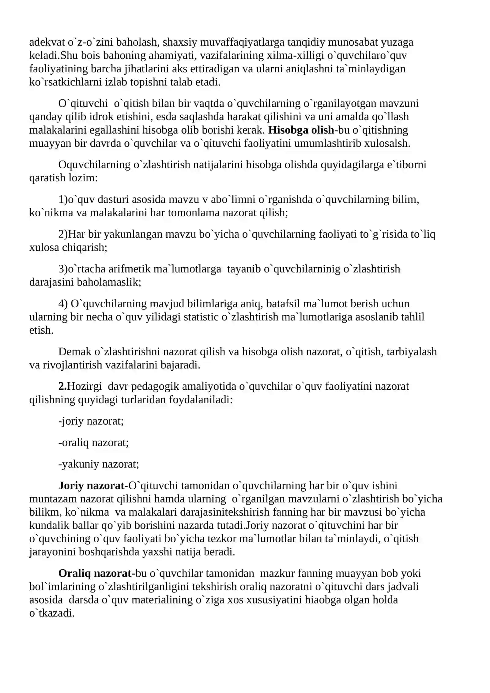 Pedagogik nazorat va ta`lim sifatini baholash va ma`rifiy tizimlarni boshqarish 3