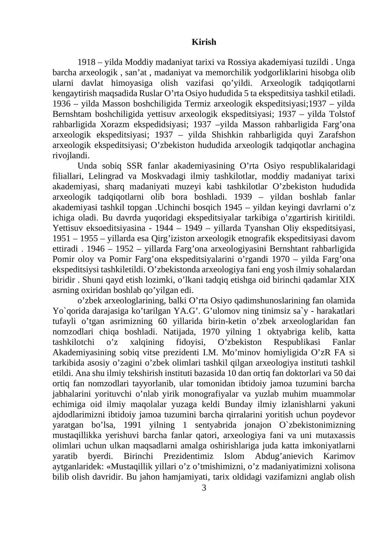 SOVETLAR DAVRIDA O‘ZBEKISTONDA ARXEOLOGIYAGA OID TADQIQOTLAR 3