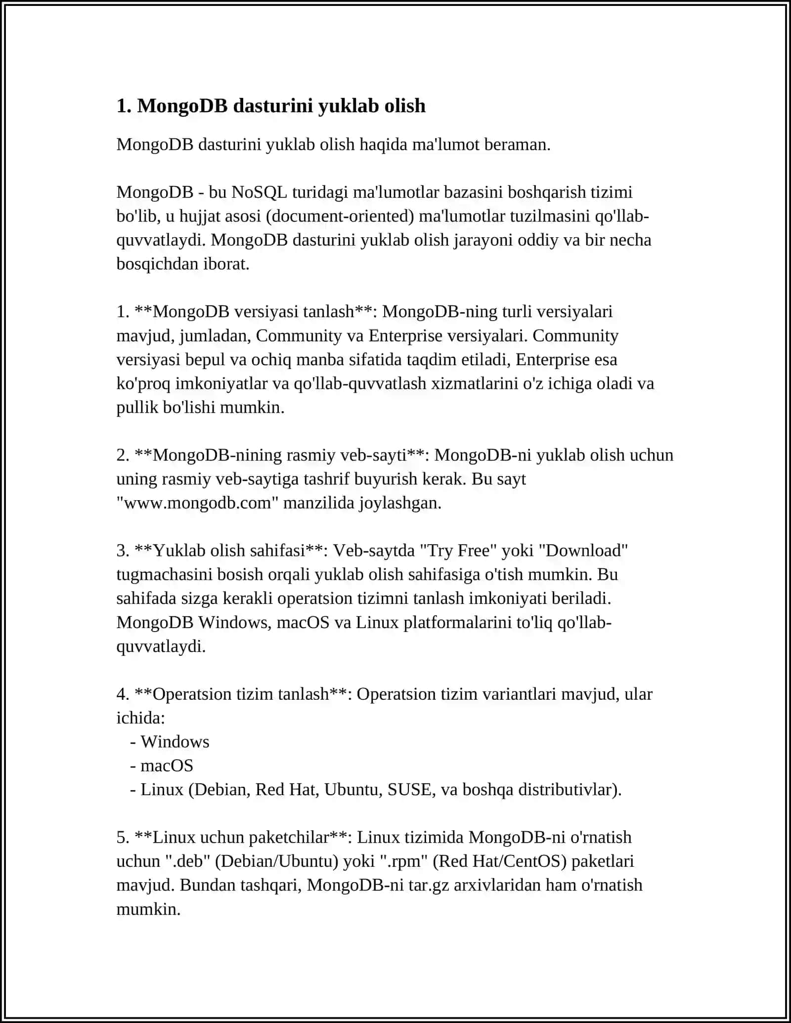 MongoDB dasturini òrnatish. Ishchi muhitini sozlash 3