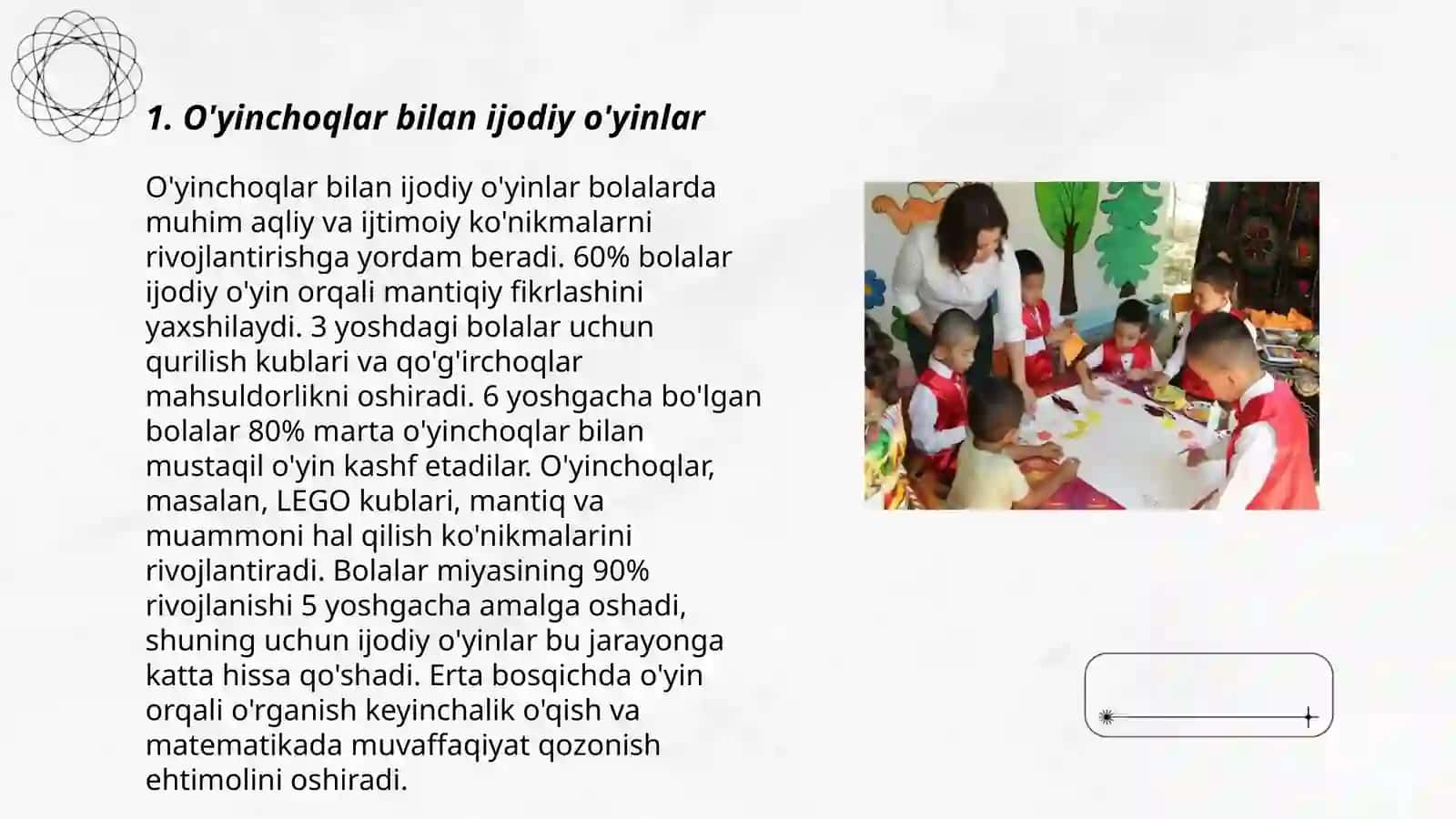 Kichik (3 yoshdan -4 yoshgachacha)guruhdagi bolalar faoliyati turlari 3
