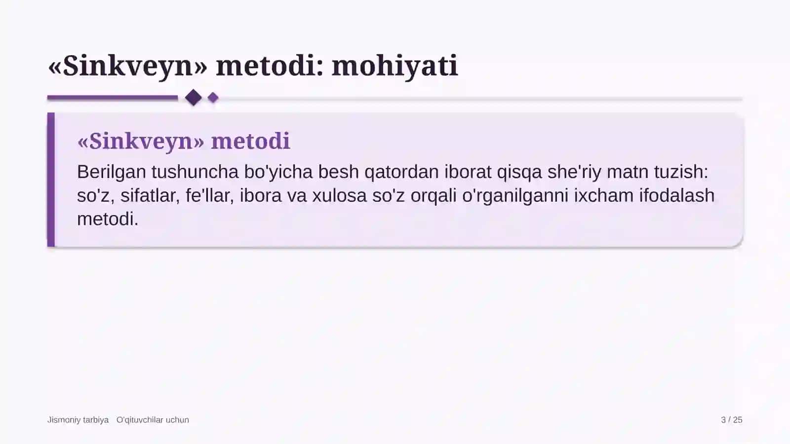 jismoniy tarbiya darslarida sinkveyn metodidan foydalanish 3203 3