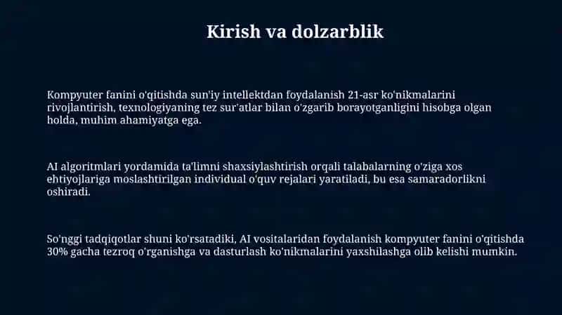 Sun`iy intelekt yordamida informatika fanini o'qitish 3