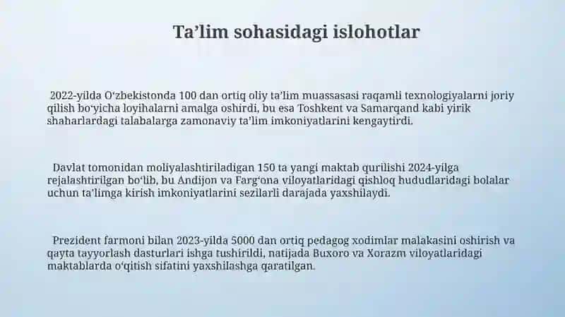 Ta'lim sohasidagi islohotlar 3