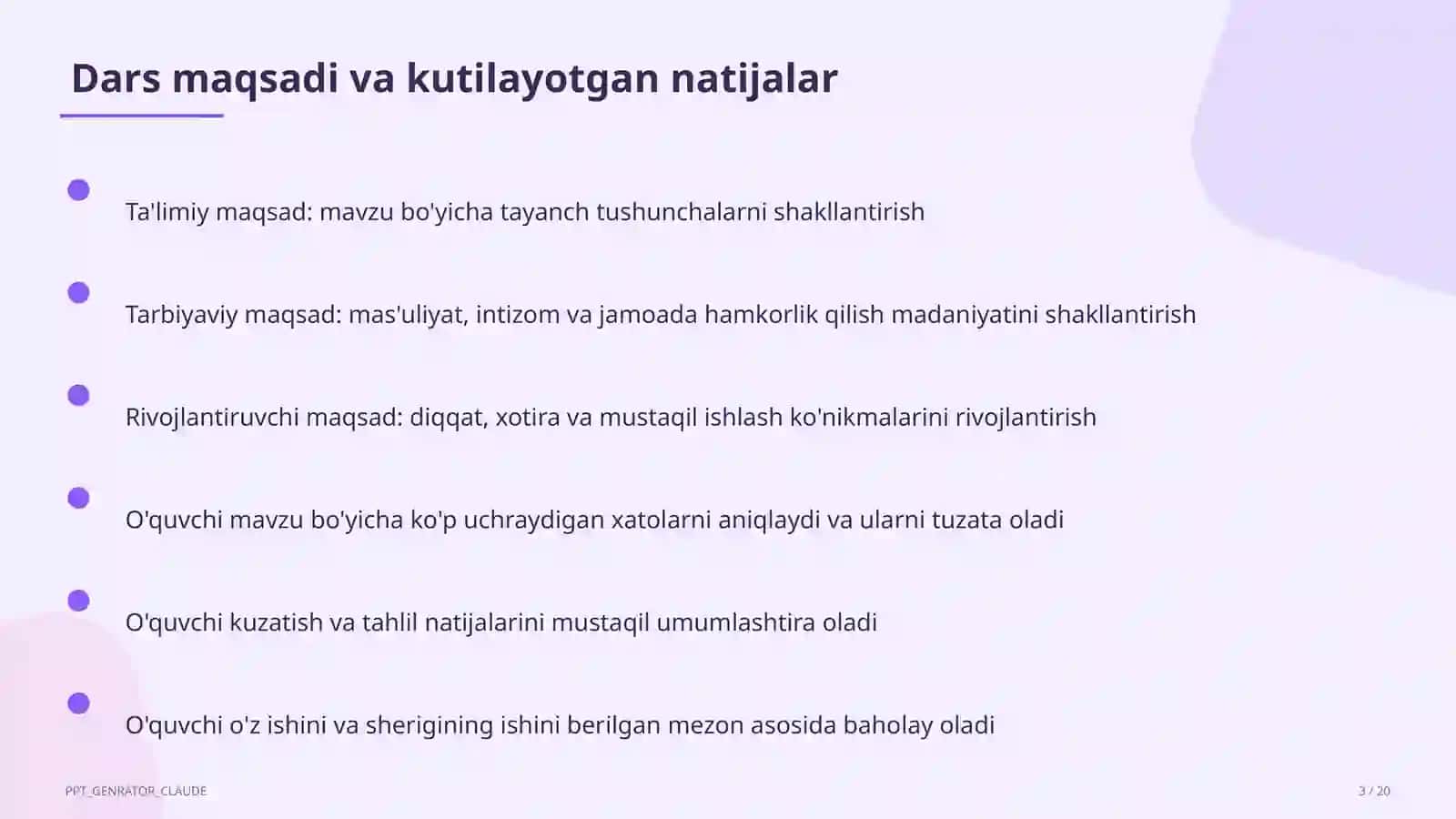 Dars rejasi 3