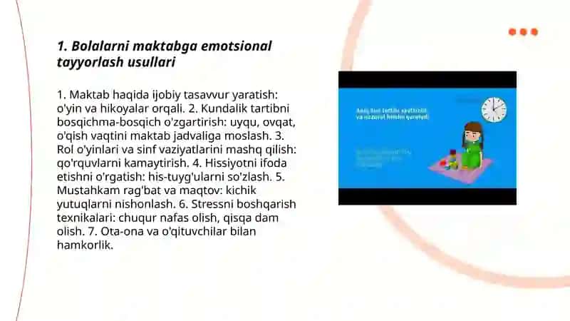 Bolalarni maktabga emotsional tayyorlash usullari 3