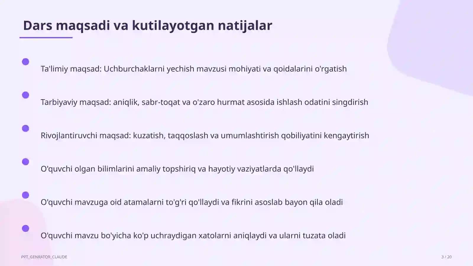 Geometriya (7–11) — metodik birlashma uchun 3