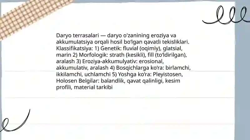 Daryo terrasalari tuzilishi chizmasini ishlash va tahlil 3