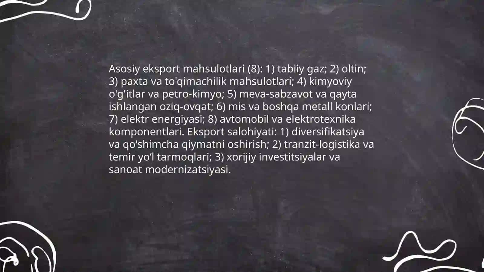 O'zbekistonning eksport salohiyati va asosiy eksport mahsulotlari 3