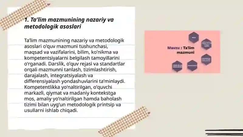 Ta'lim mazmunining nazariy va metodologik asoslari 3