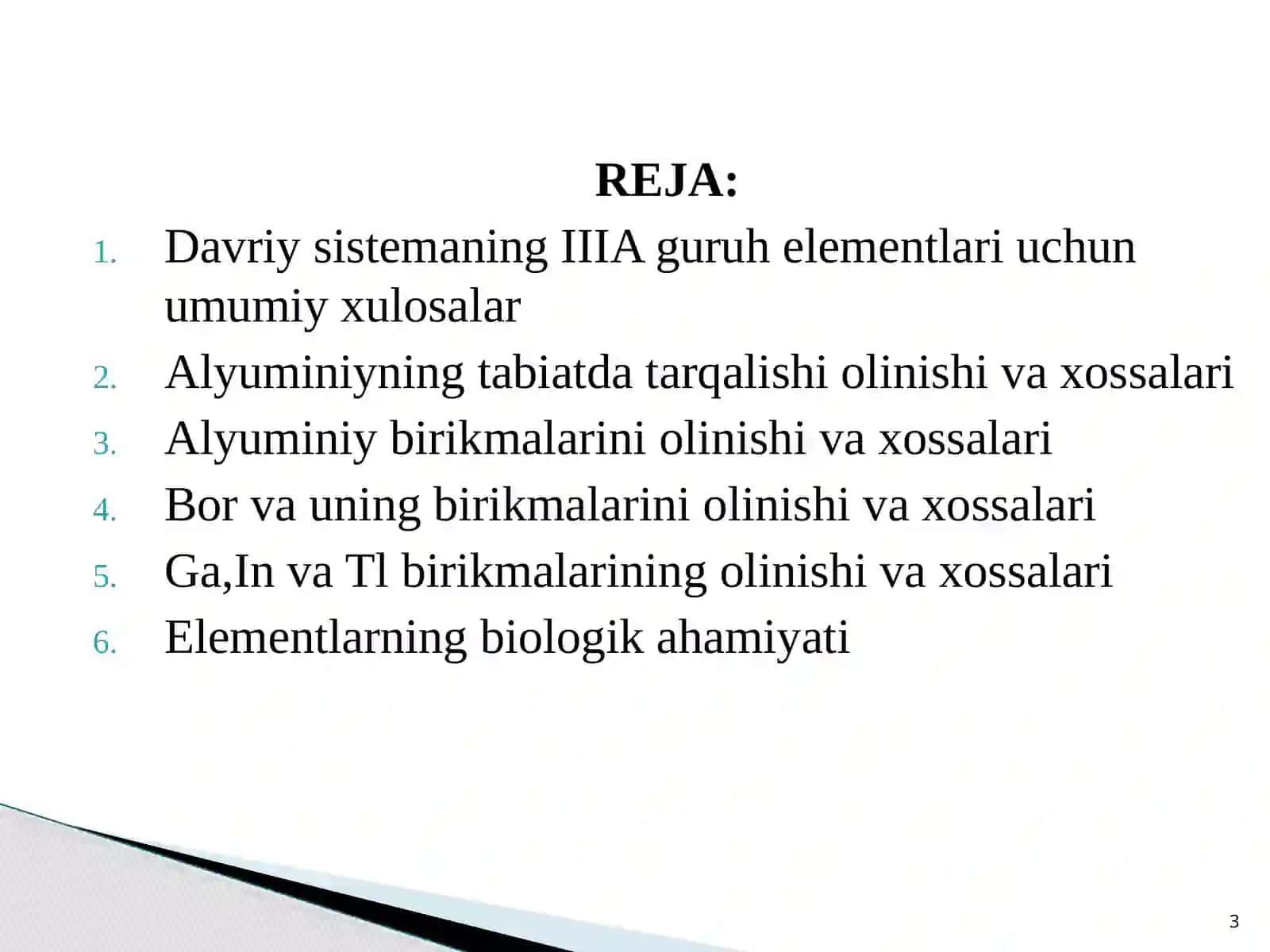 Davriy sistemaning IIIA guruh elementlari 3