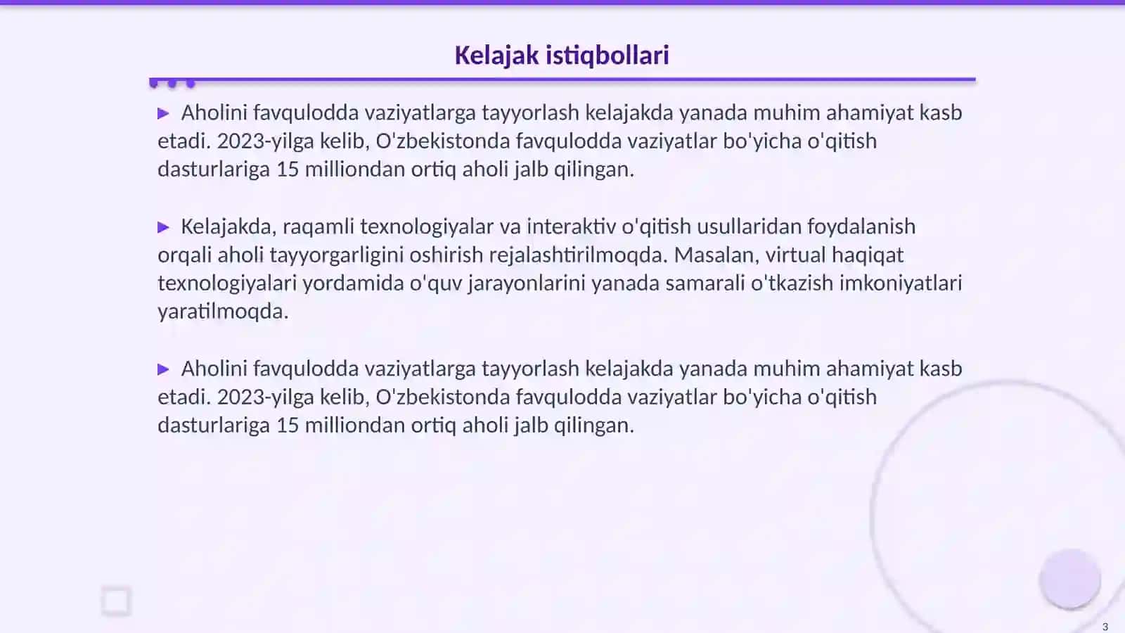 Aholini favqulodda vaziyatlarga mustaqil tayyorlash shakllari va usullari 3