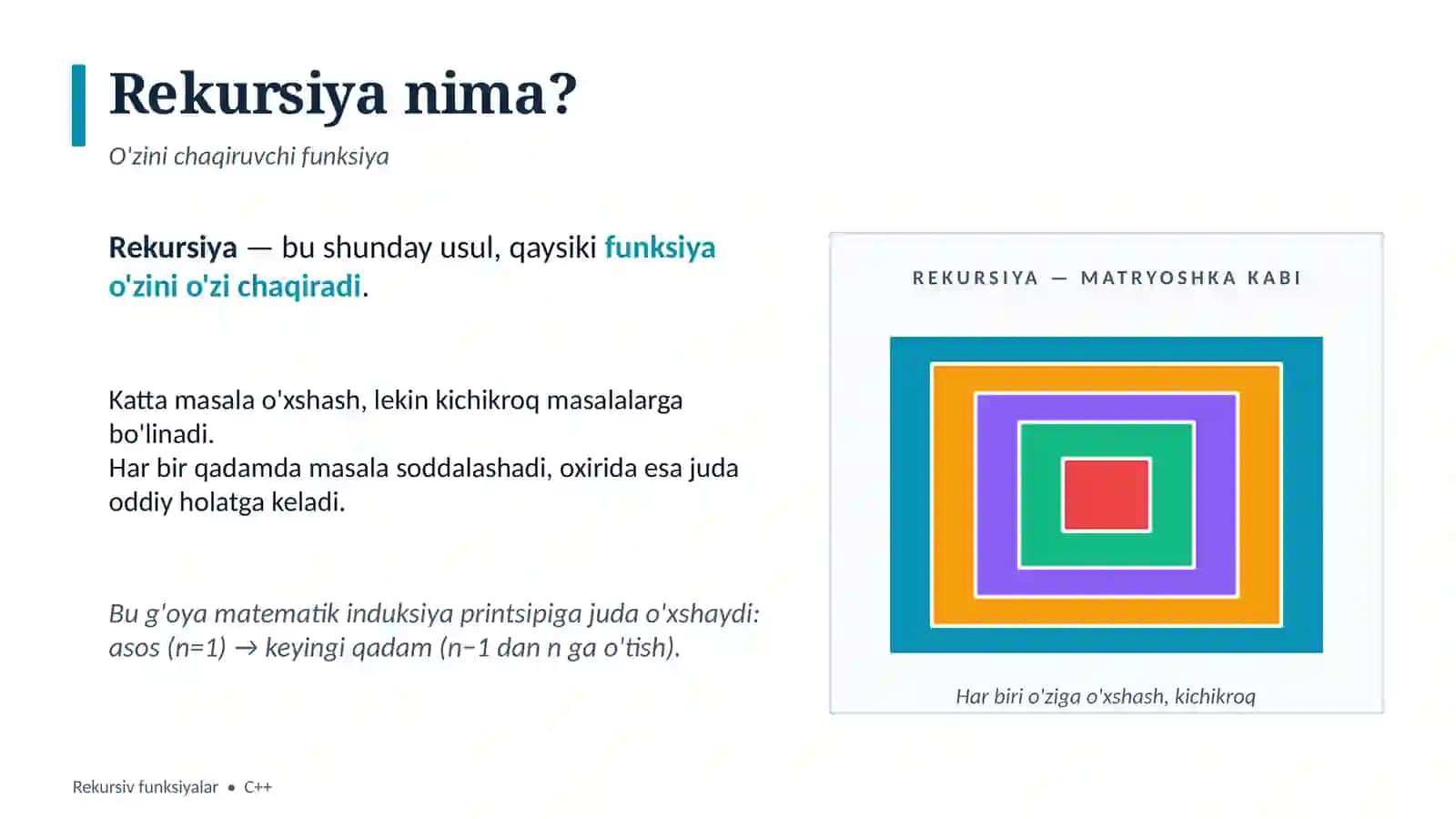 Rekursiv funksiyalar C++ dasturlash tilida 3