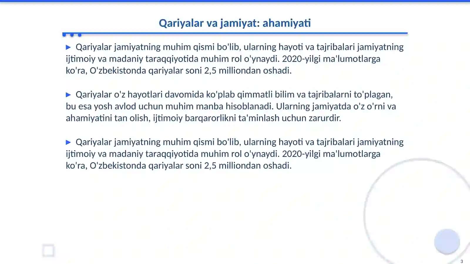 Qariyalar bilan ishlashda xurmat va qadr qimmat prinsplari 3
