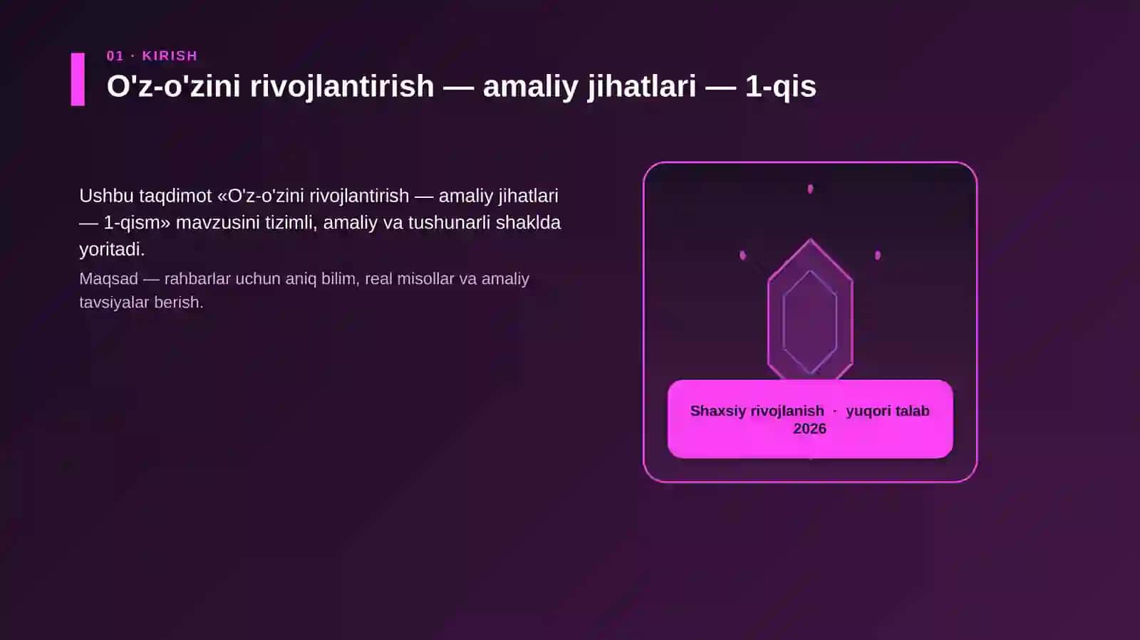 O'z-o'zini rivojlantirish — amaliy jihatlari — 1-qism 3