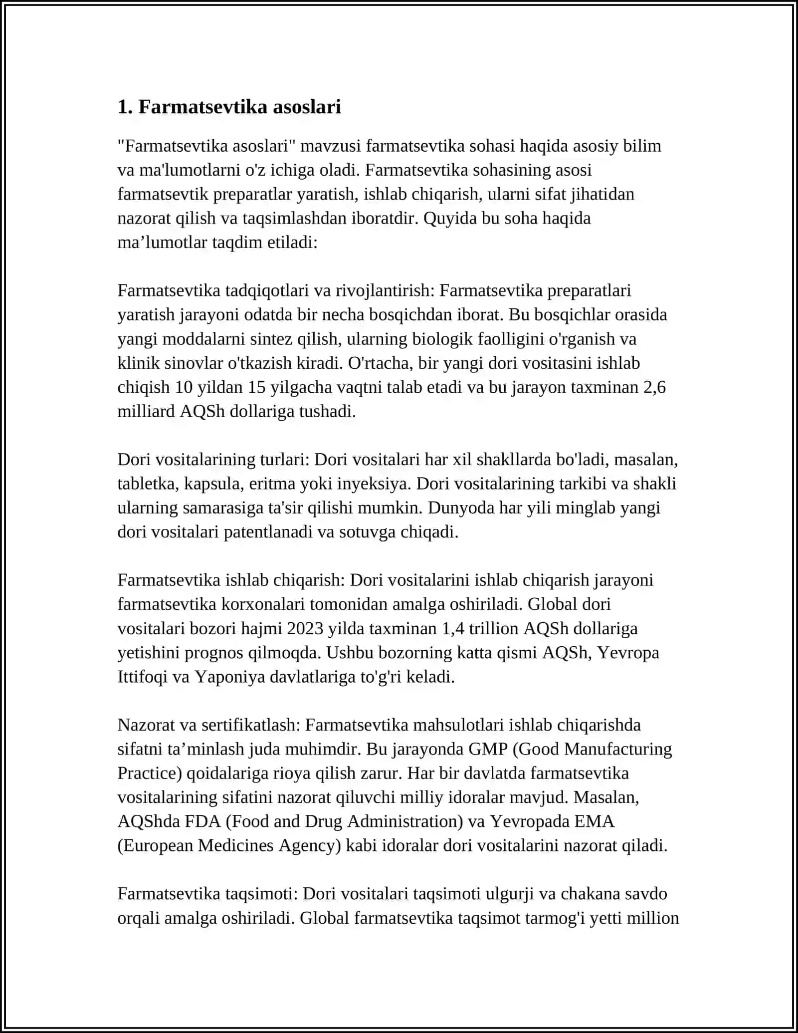 FARMATSEFTIK TERMINLARGA KIRISH. DORIVOR MODDALAR TRIVAL NOMLARI.DORI SHAKILLARI 3