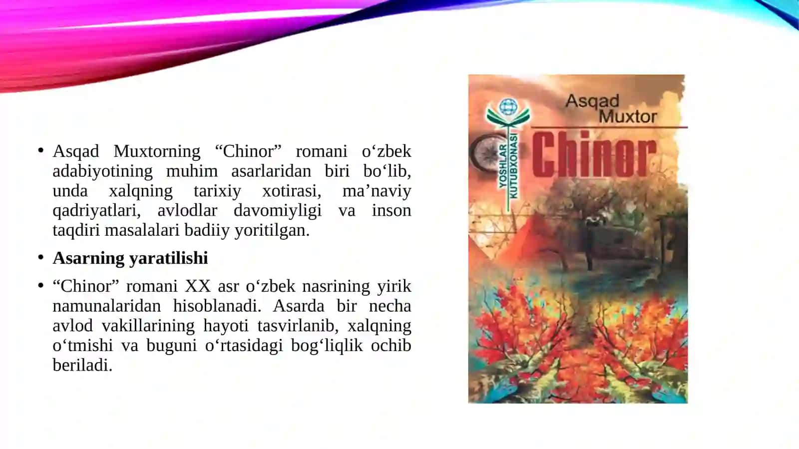 Asqad Muxtor Chinor romani 3