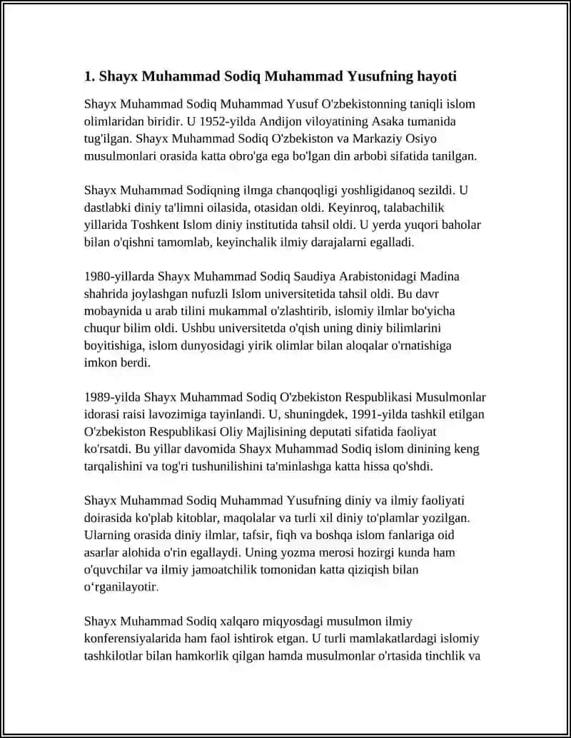 SHAYX MUHAMMAD SODIQ MUHAMMAD YUSUFNING BAXTIYOR OILA ASARIDA ISLOM QADRIYATLARINING TALQINI 3
