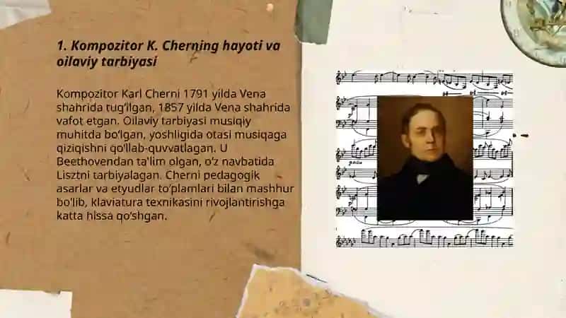 Kompozitor K. Cherni hayoti va ijodi. Yaratgan etyudlar to'plami 3